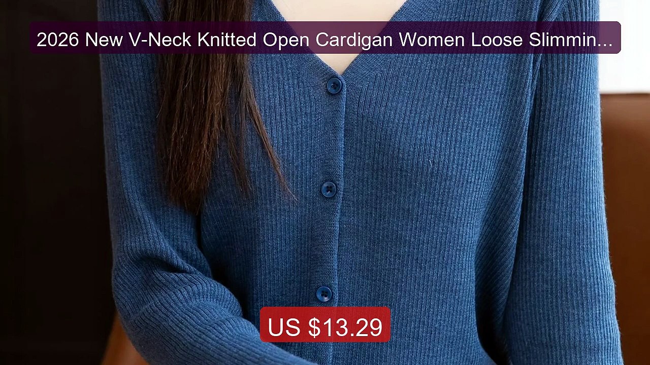 2026 New V-Neck Knitted Open Cardigan Women Loose Slimming Ve... -- Amazing Value 2026 | Must Have!