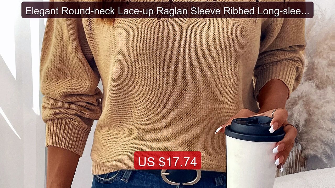 Elegant Round-neck Lace-up Raglan Sleeve Ribbed Long-sleeve W... -- Amazing Value 2026 | Must Have!