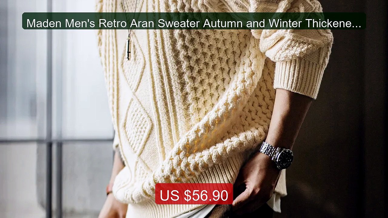 Maden Men's Retro Aran Sweater Autumn and Winter Thickened Knitwear... -- Top Rated 2026 | Buy Now!