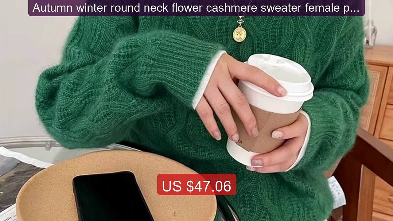 Autumn winter round neck flower cashmere sweater female pullov... -- Hot Deal 2026 | Limited Offer!