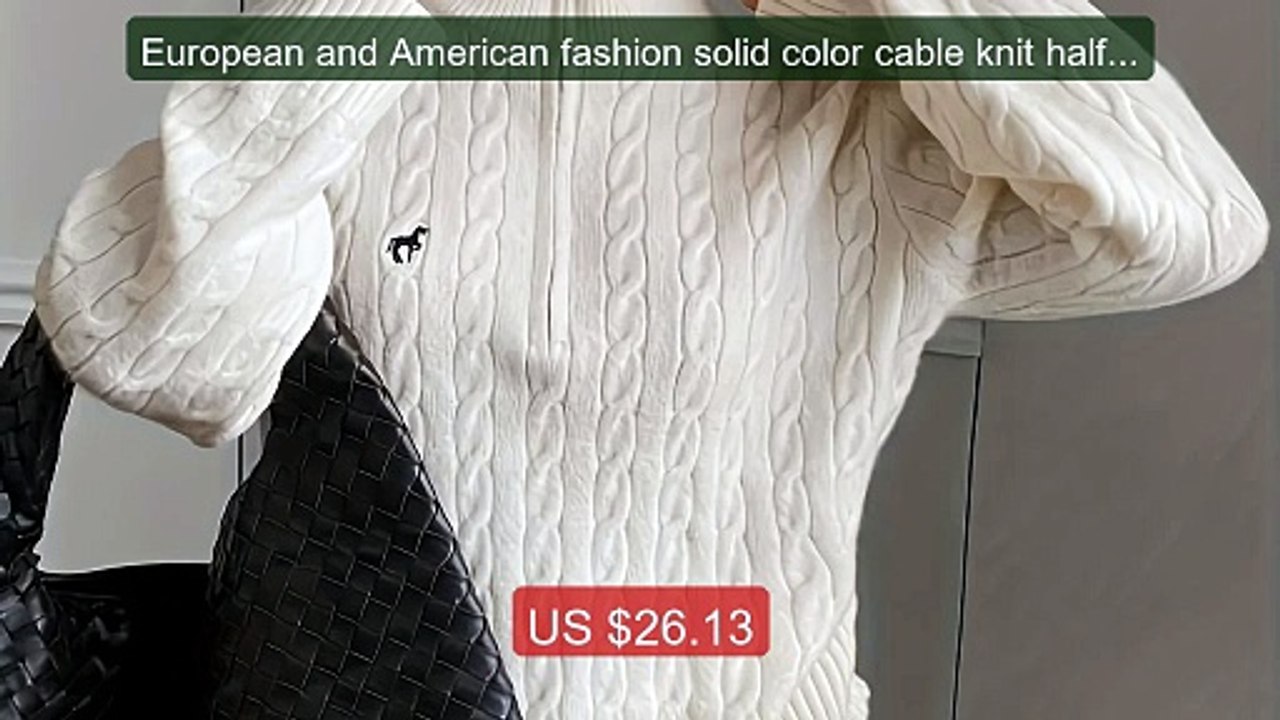 European and American fashion solid color cable knit half-zip ... -- Best Buy 2026 | Great Quality!