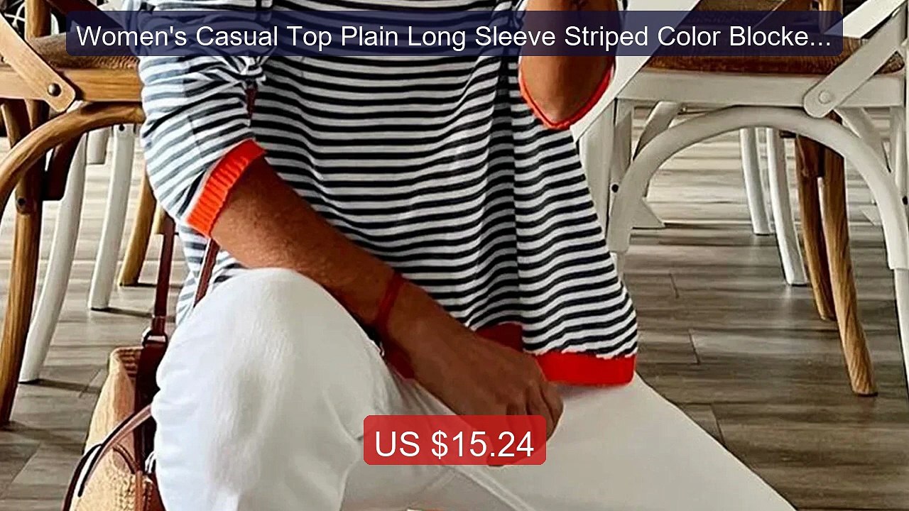 Women's Casual Top Plain Long Sleeve Striped Color Blocked Sw... -- Amazing Value 2026 | Must Have!