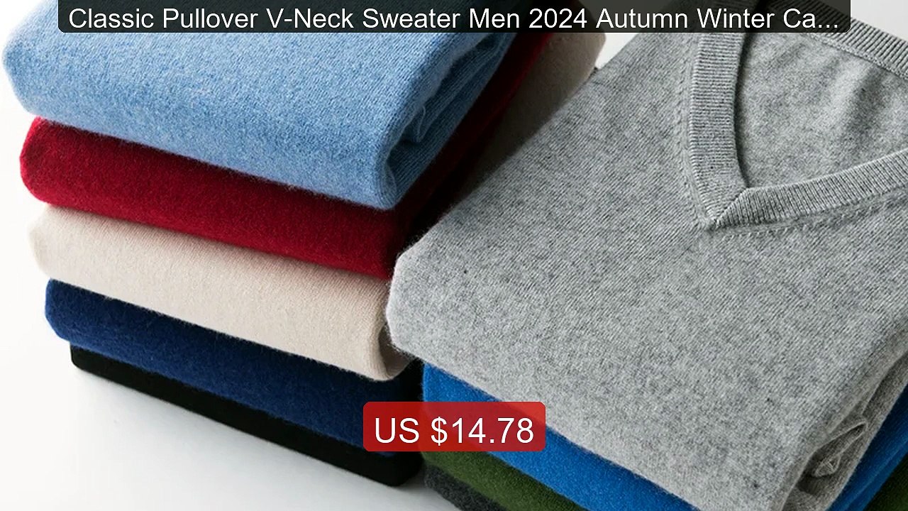 Classic Pullover V-Neck Sweater Men 2024 Autumn Winter Cashme... -- Amazing Value 2026 | Must Have!