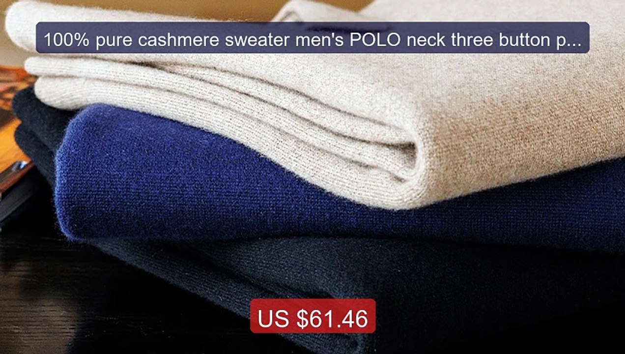 100% pure cashmere sweater men's POLO neck three button pul... -- Top Pick 2026 | Unbeatable Price!