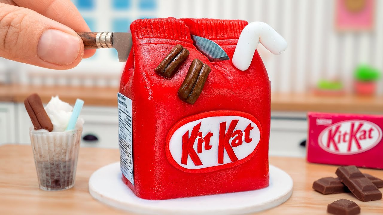 ASMR - Perfect Miniature Kit Kat Cake Decorating Ideas Mini Yummy Make Fondant Cake in Tiny Kitchen