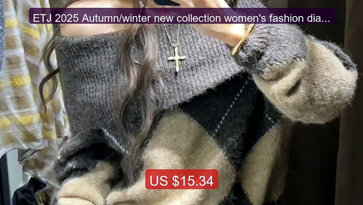 ETJ 2025 Autumn/winter new collection women's fashion diamond prin... -- Best Deal 2026 | Shop Now!