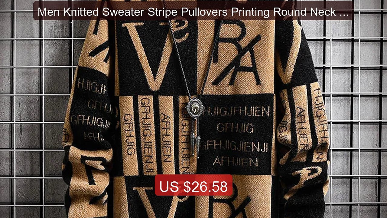 Men Knitted Sweater Stripe Pullovers Printing Round Neck Sw... -- Top Pick 2026 | Unbeatable Price!