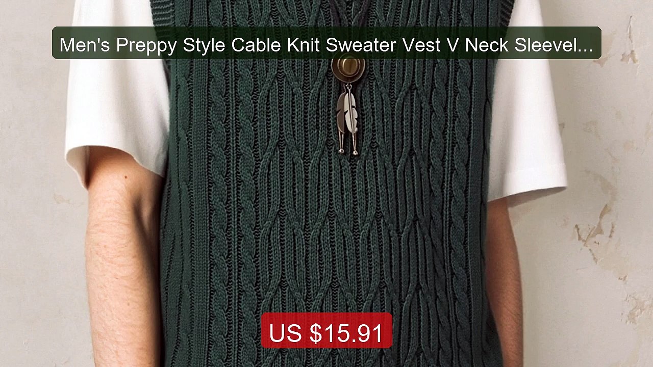 Men's Preppy Style Cable Knit Sweater Vest V Neck Sleeveless K... -- Hot Deal 2026 | Limited Offer!