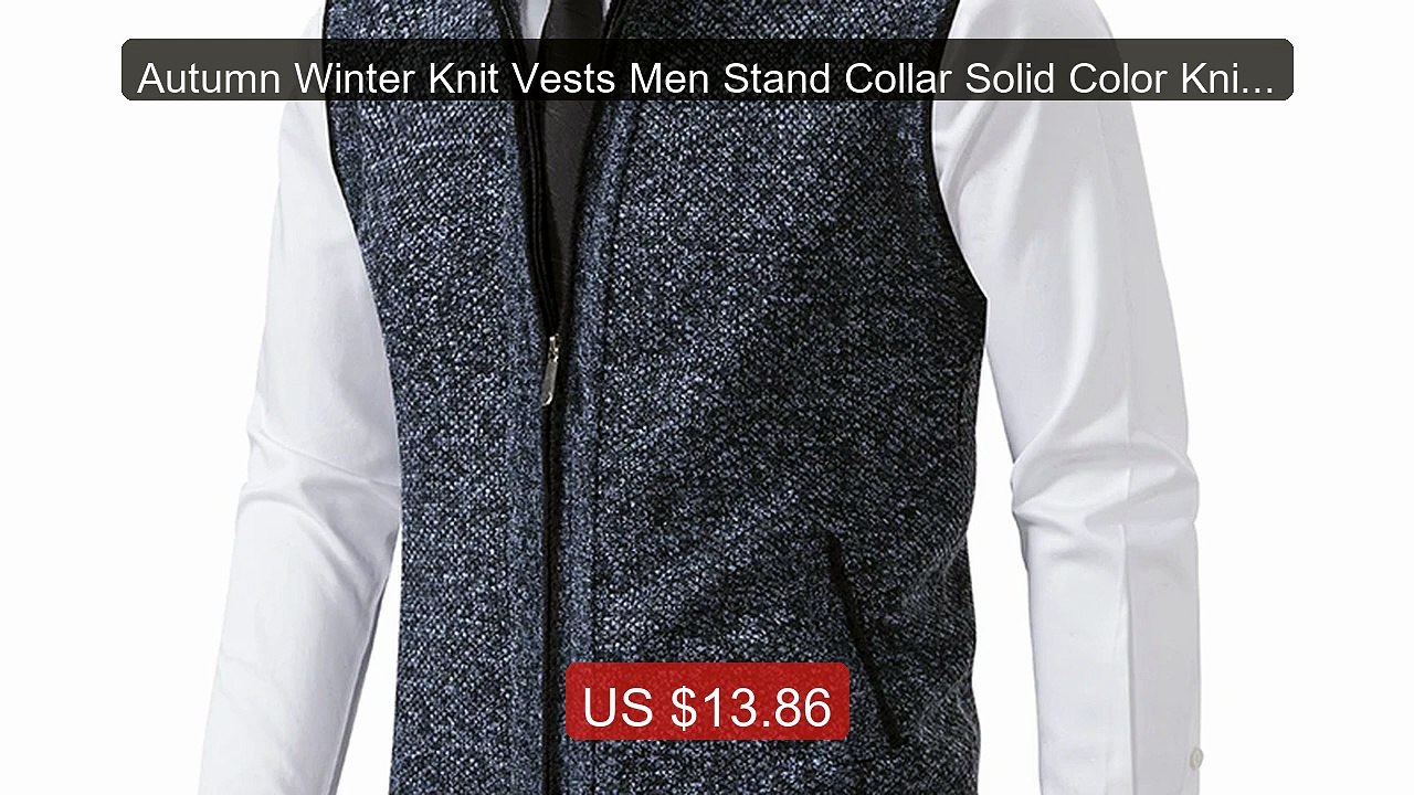 Autumn Winter Knit Vests Men Stand Collar Solid Color Knitted ... -- Hot Deal 2026 | Limited Offer!