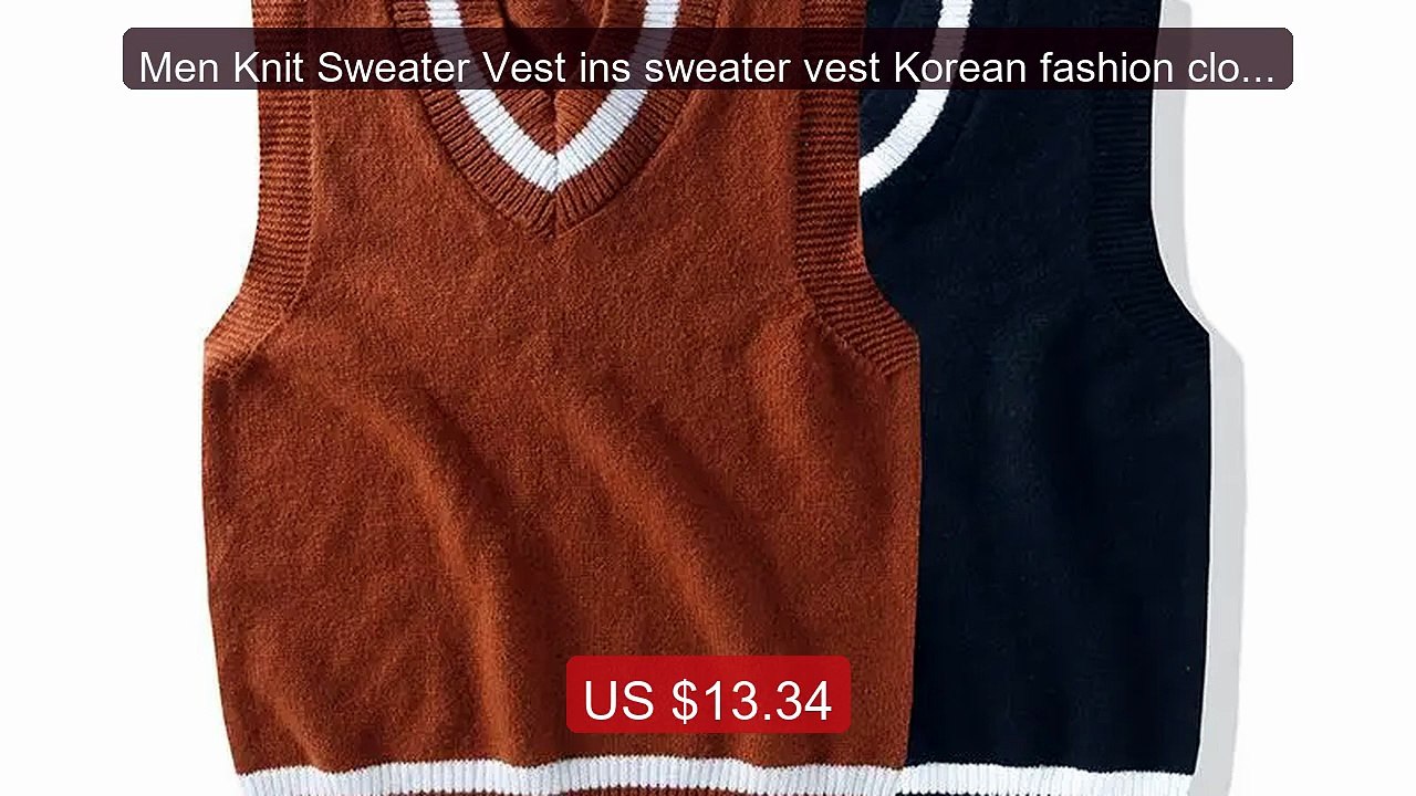 Men Knit Sweater Vest ins sweater vest Korean fashion clothes -- Top Pick 2026 | Unbeatable Price!