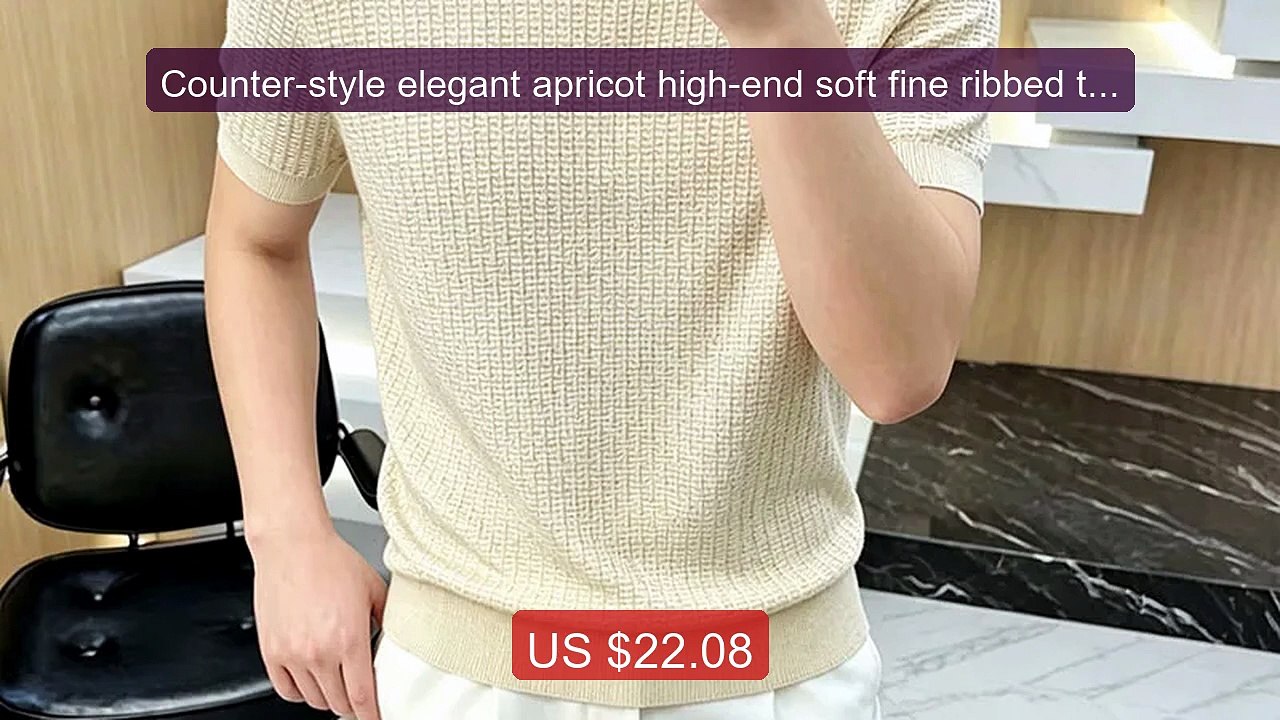 Counter-style elegant apricot high-end soft fine ribbed texture kni... -- Top Rated 2026 | Buy Now!