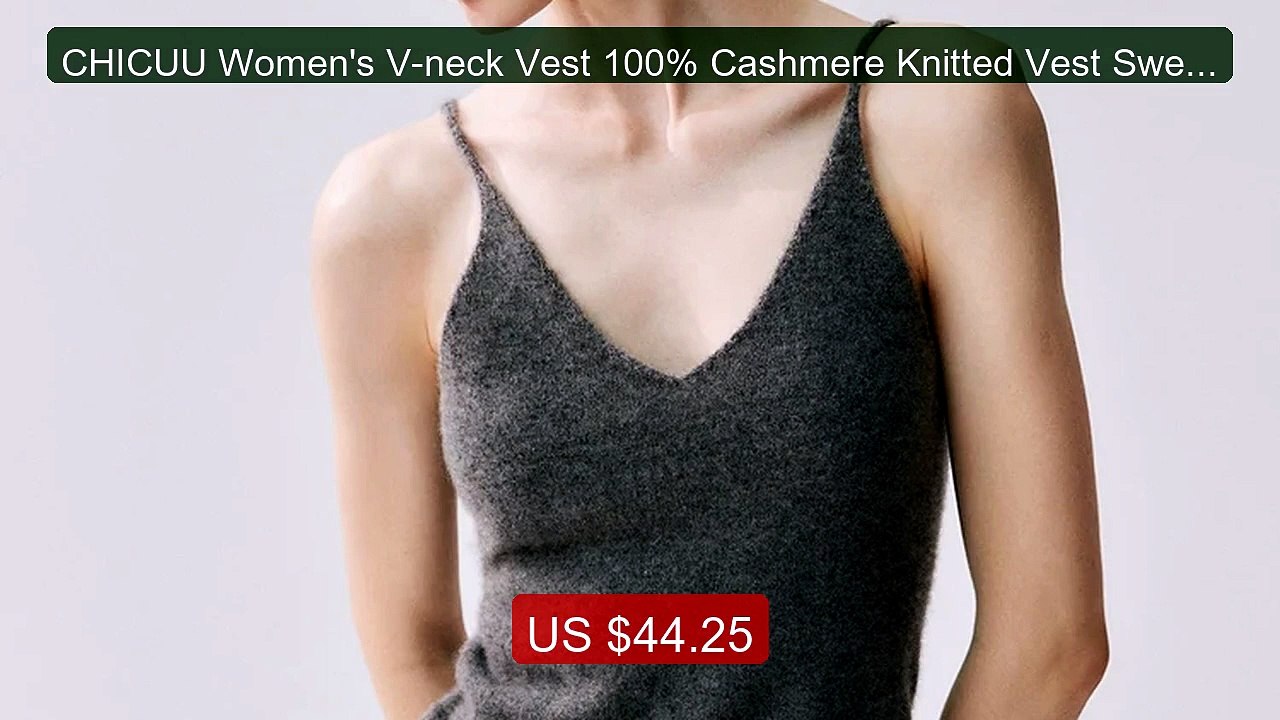 CHICUU Women's V-neck Vest 100% Cashmere Knitted Vest Sweater ... -- Hot Deal 2026 | Limited Offer!