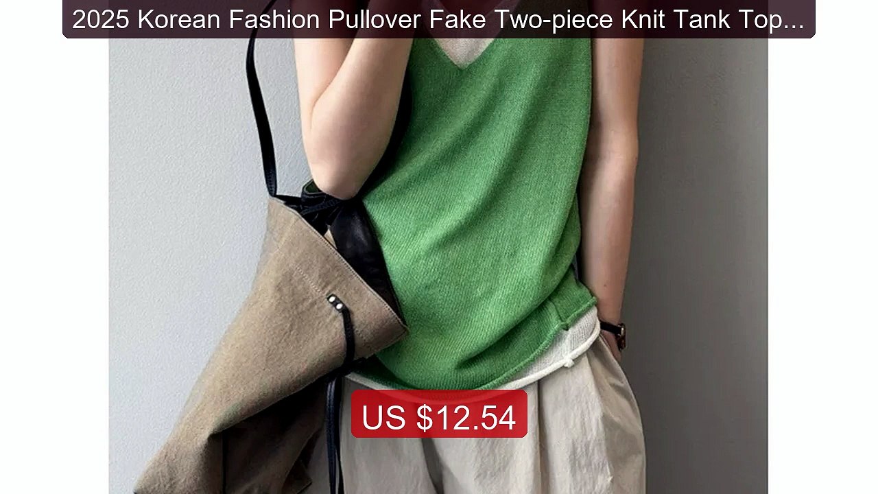 2025 Korean Fashion Pullover Fake Two-piece Knit Tank Tops for... -- Hot Deal 2026 | Limited Offer!