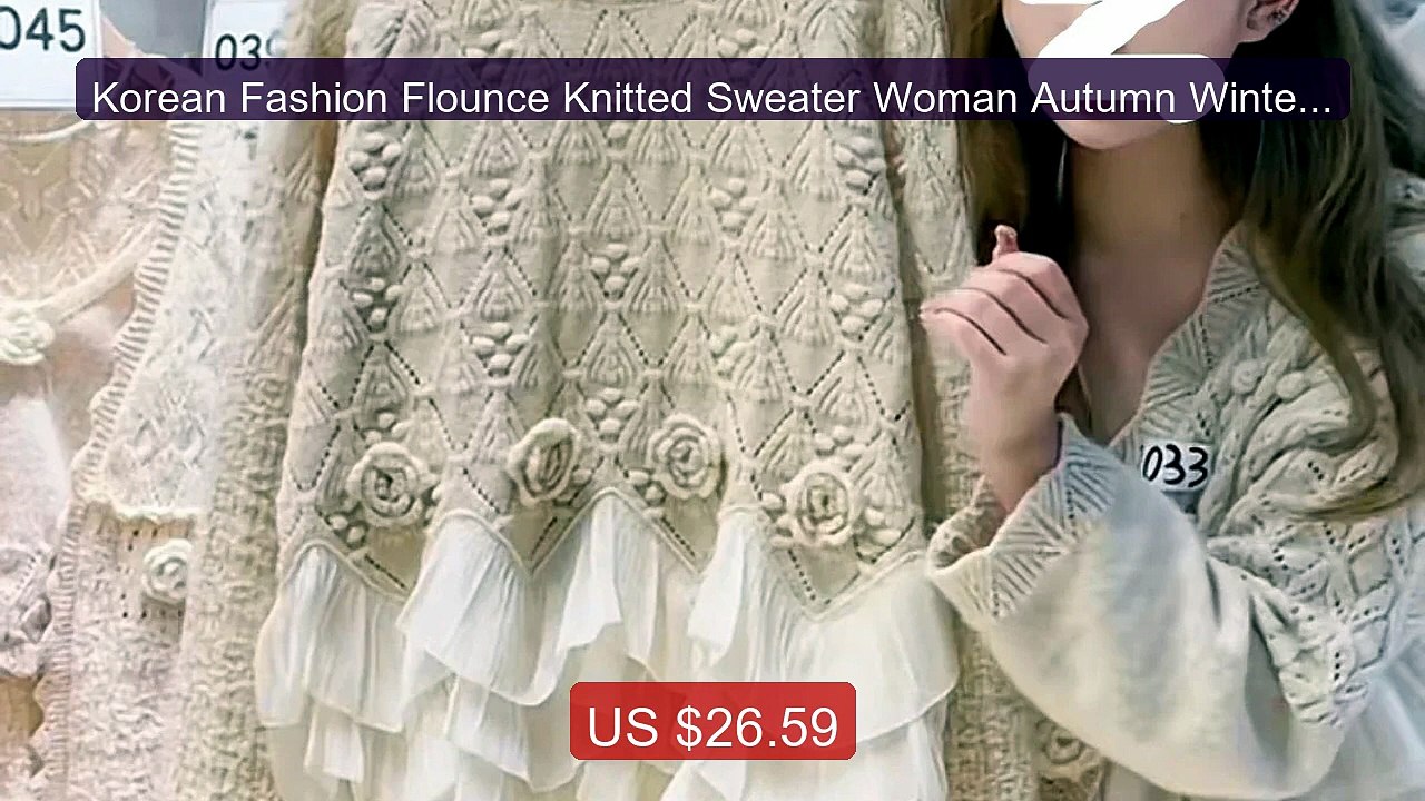 Korean Fashion Flounce Knitted Sweater Woman Autumn Winter Ne... -- Amazing Value 2026 | Must Have!