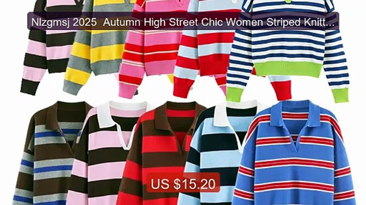 Nlzgmsj 2025  Autumn High Street Chic Women Striped Knitted  S... -- Hot Deal 2026 | Limited Offer!