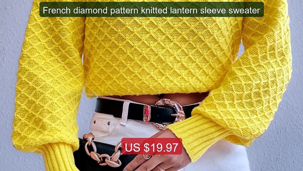 French diamond pattern knitted lantern sleeve sweater -- Top Pick 2026 | Unbeatable Price!