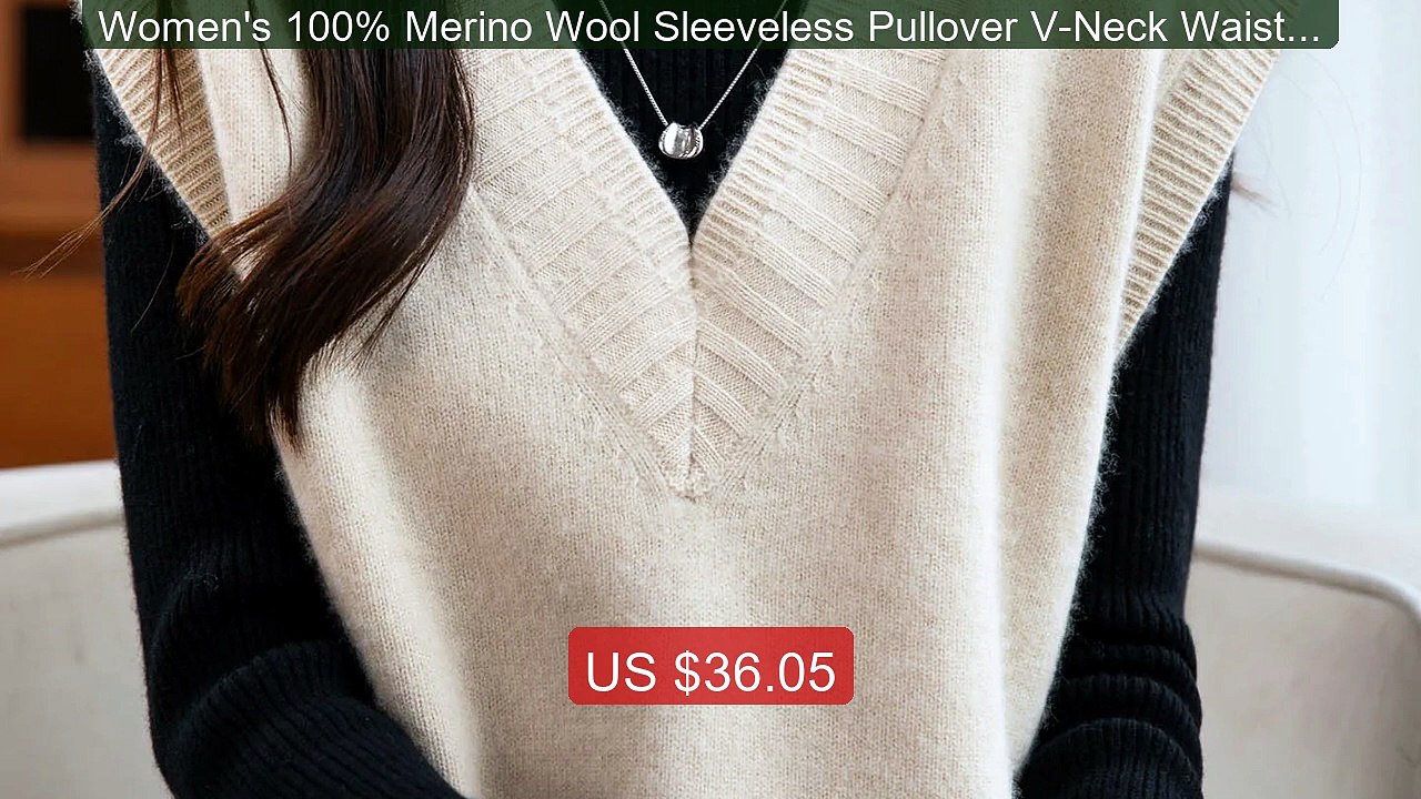 Women's 100% Merino Wool Sleeveless Pullover V-Neck Waistcoat ... -- Hot Deal 2026 | Limited Offer!