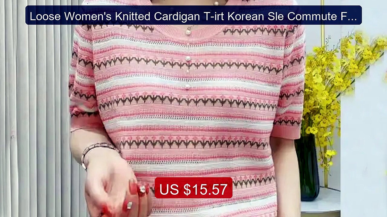 Loose Women's Knitted Cardigan T-irt Korean Sle Commute Faion ... -- Best Buy 2026 | Great Quality!