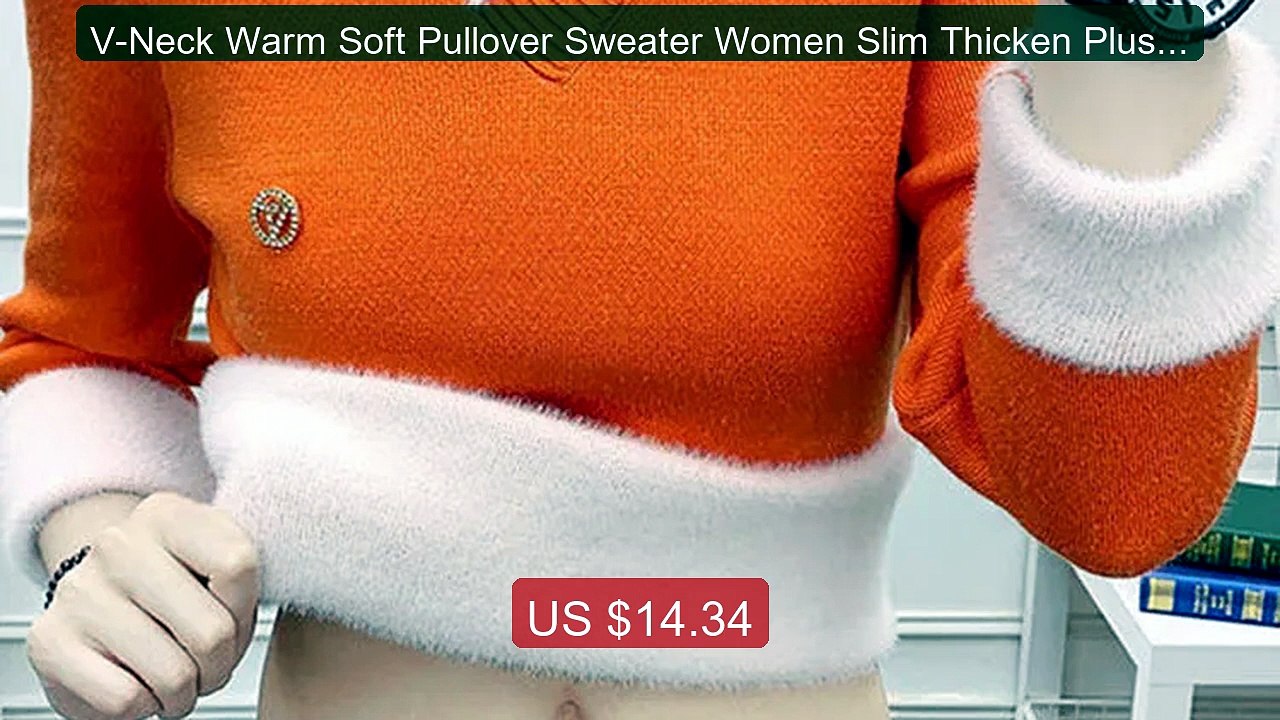 V-Neck Warm Soft Pullover Sweater Women Slim Thicken Plush ... -- Top Pick 2026 | Unbeatable Price!