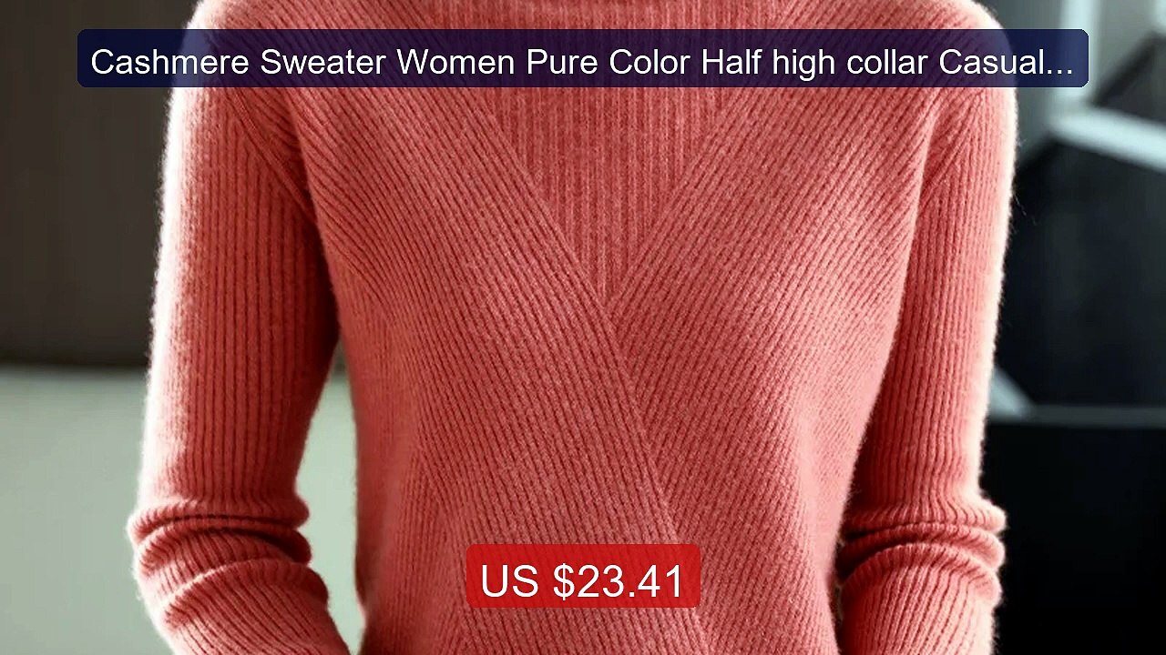 Cashmere Sweater Women Pure Color Half high collar Casual Long-slee... -- Top Rated 2026 | Buy Now!
