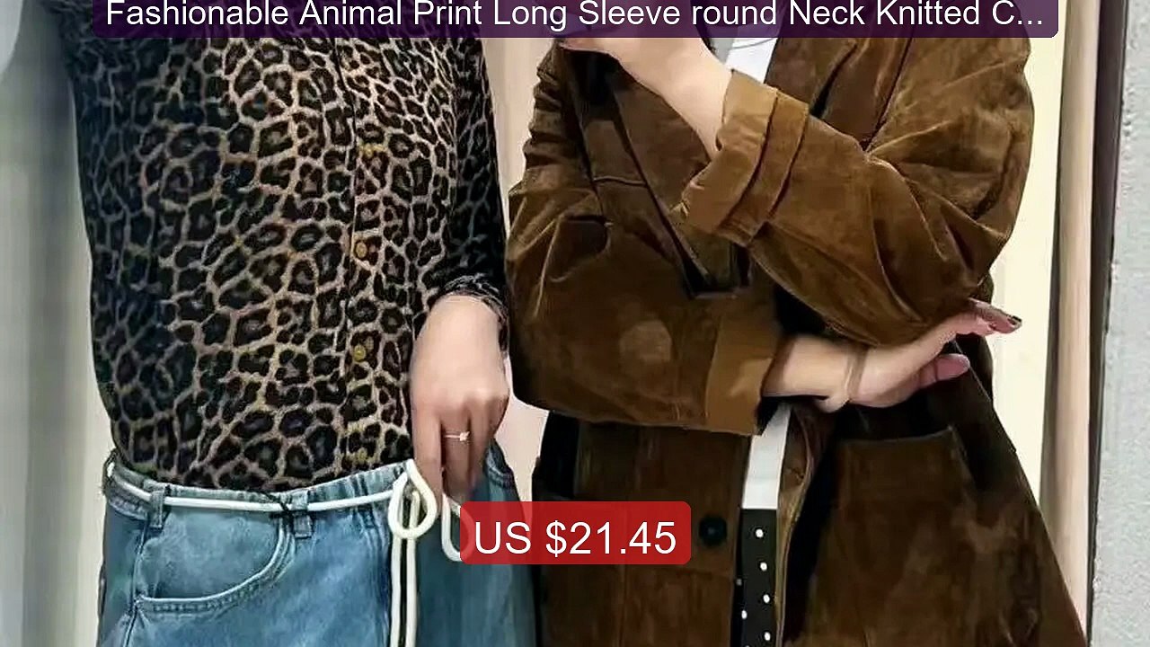 Fashionable Animal Print Long Sleeve round Neck Knitted Cardig... -- Hot Deal 2026 | Limited Offer!