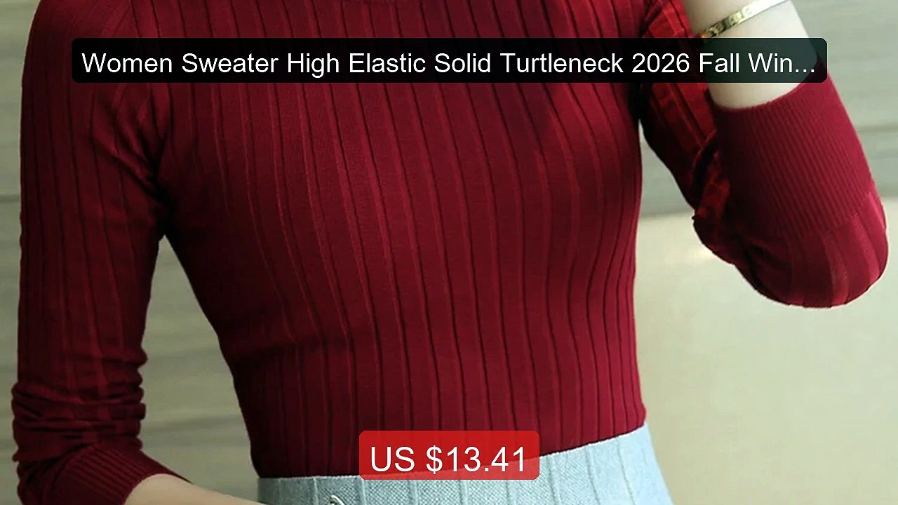 Women Sweater High Elastic Solid Turtleneck 2026 Fall Winter F... -- Hot Deal 2026 | Limited Offer!