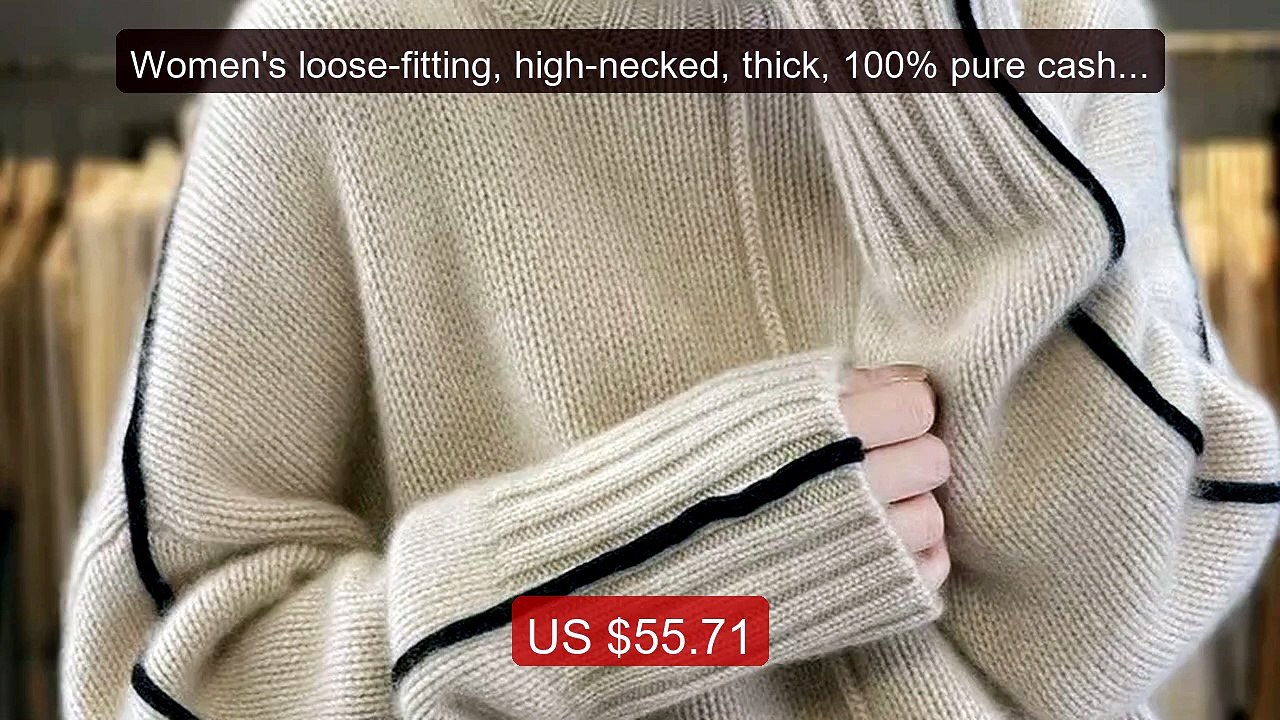 Women's loose-fitting, high-necked, thick, 100% pure cashmere ... -- Best Buy 2026 | Great Quality!