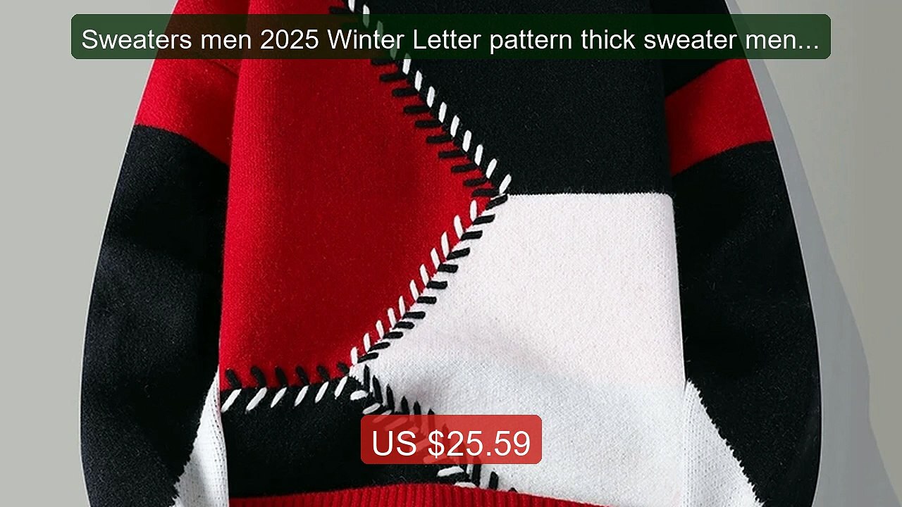 Sweaters men 2025 Winter Letter pattern thick sweater men Stud... -- Best Buy 2026 | Great Quality!