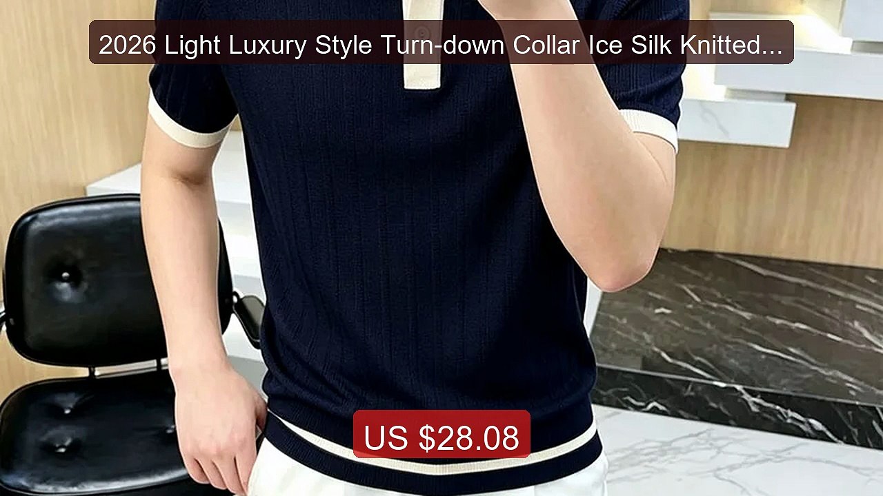 2026 Light Luxury Style Turn-down Collar Ice Silk Knitted Pol... -- Amazing Value 2026 | Must Have!