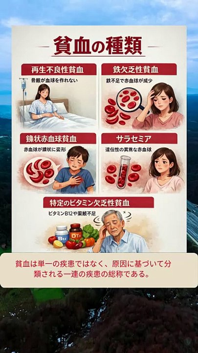 貧血はいくつかの種類に分けられる
