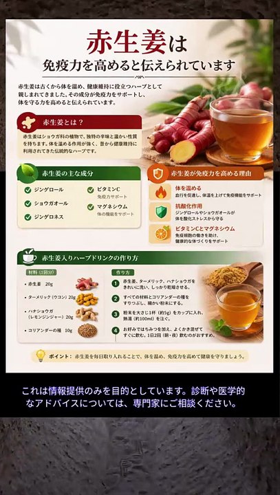 赤ショウガは体の免疫力を高めると言われています。