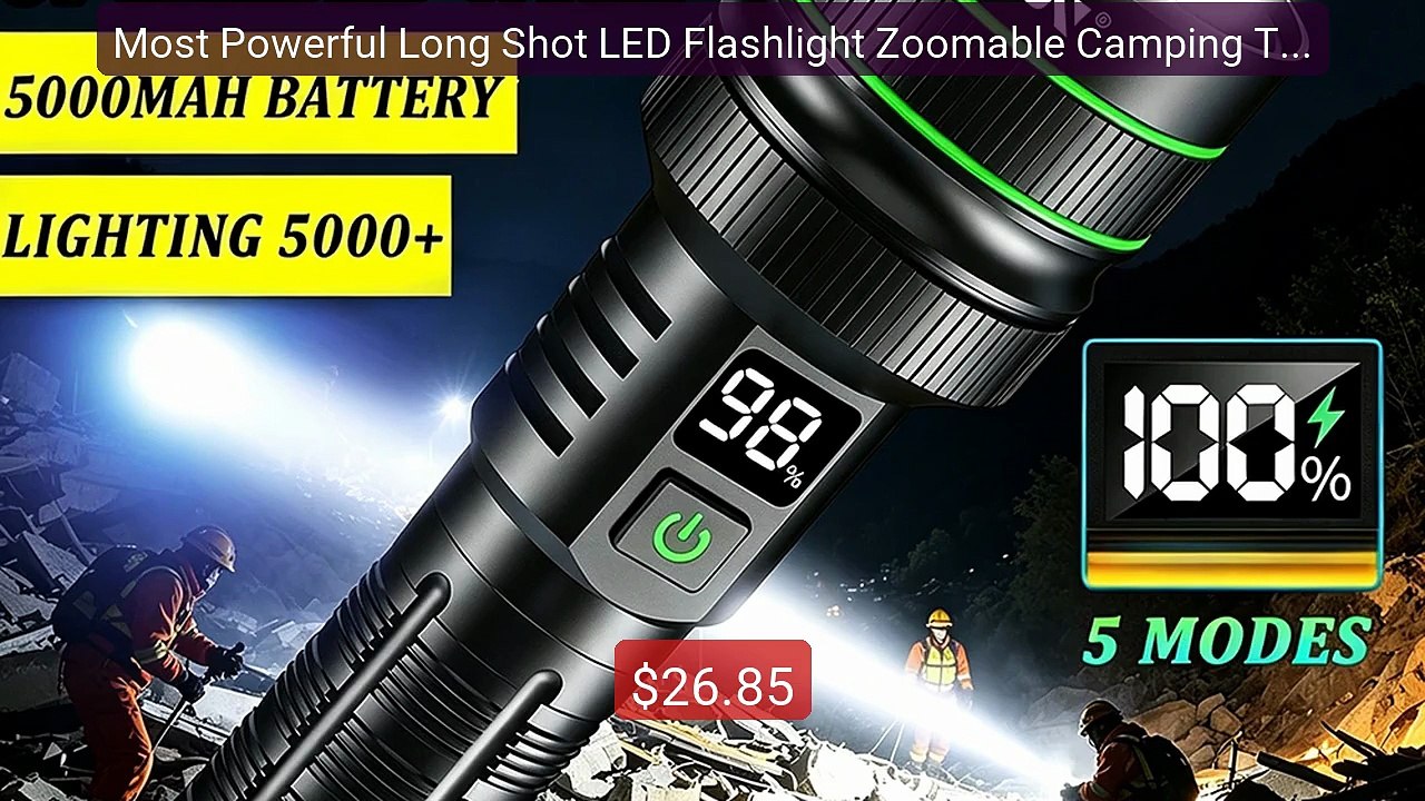 Most Powerful Long Shot LED Flashlight Zoomable Camping Torch ... -- Best Buy 2026 | Great Quality!