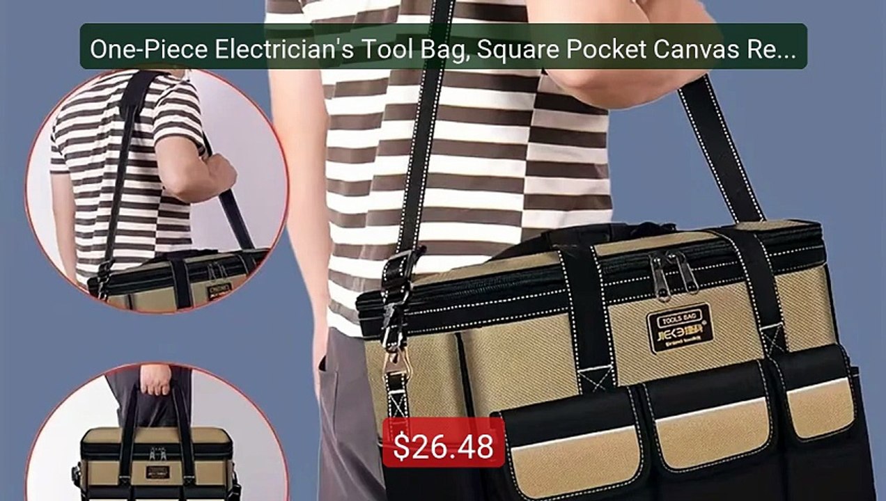 One-Piece Electrician's Tool Bag, Square Pocket Canvas Repair ... -- Best Buy 2026 | Great Quality!