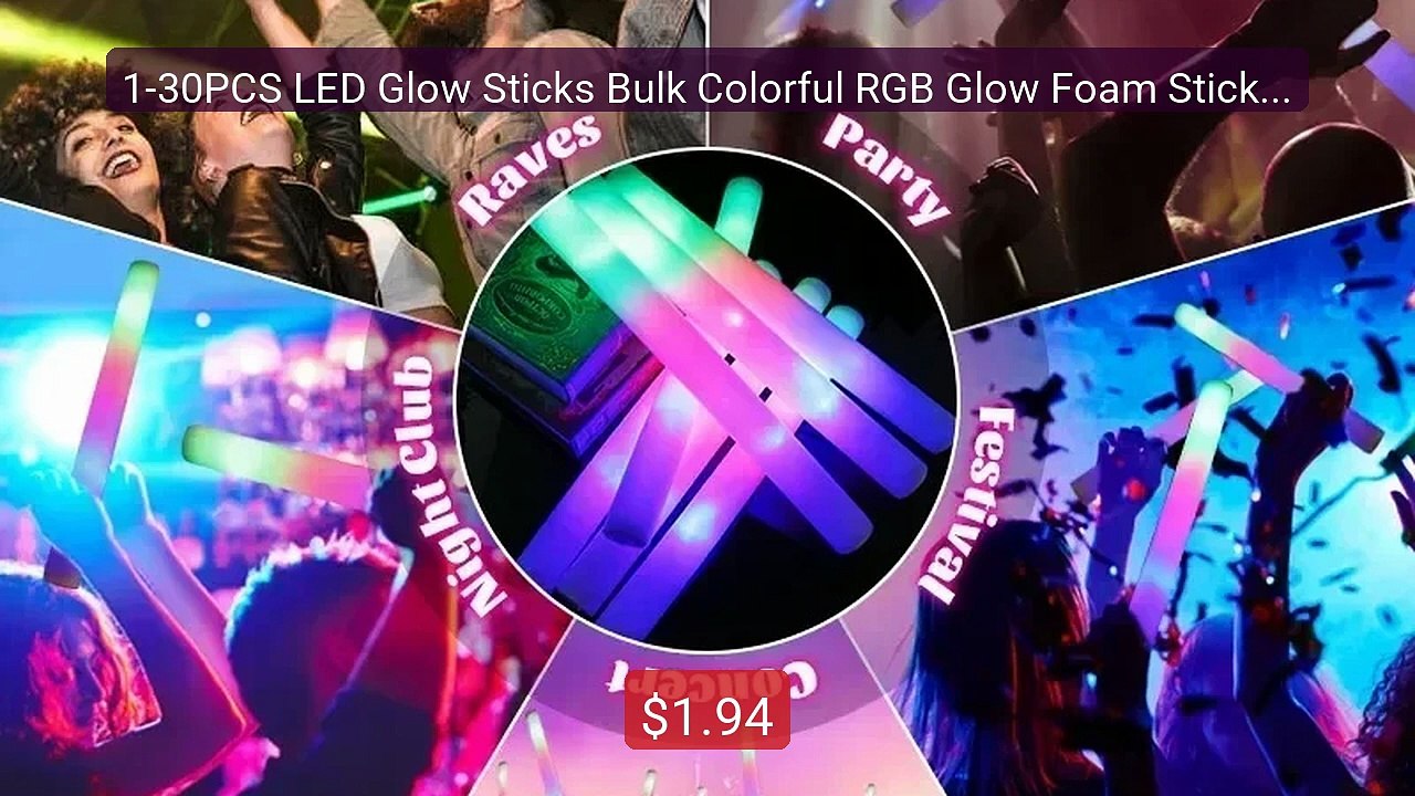 1-30PCS LED Glow Sticks Bulk Colorful RGB Glow Foam Stick C... -- Top Pick 2026 | Unbeatable Price!