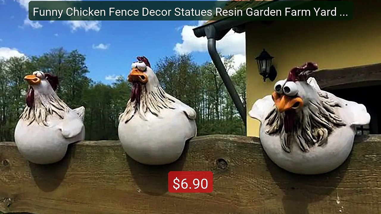 Funny Chicken Fence Decor Statues Resin Garden Farm Yard Chic... -- Amazing Value 2026 | Must Have!
