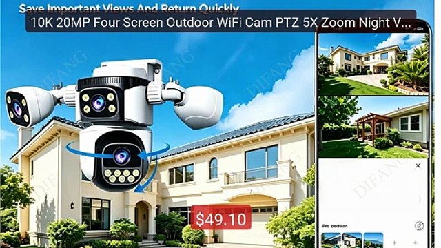 10K 20MP Four Screen Outdoor WiFi Cam PTZ 5X Zoom Night Vision Fou... Best Deal 2026 | Shop Now!