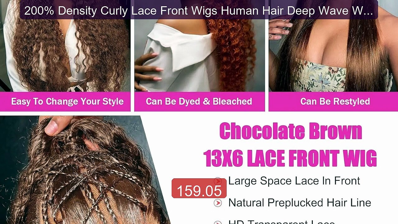 200% Density Curly Lace Front Wigs Human Hair Deep Wave Wigs ... -- Amazing Value 2026 | Must Have!