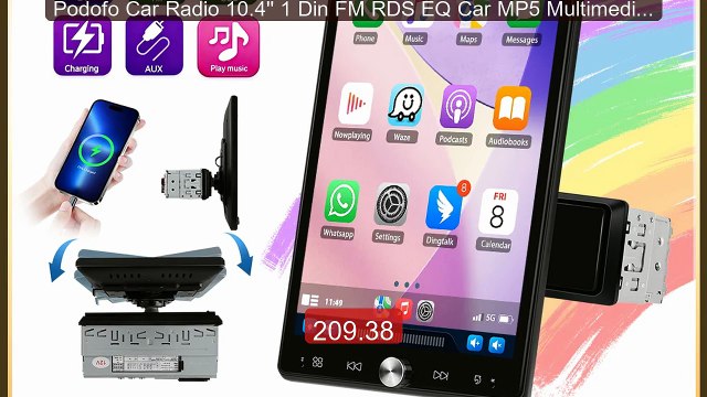 Podofo Car Radio 10.4'' 1 Din FM RDS EQ Car MP5 Multimedia Player W... Top Rated 2026 | Buy Now!