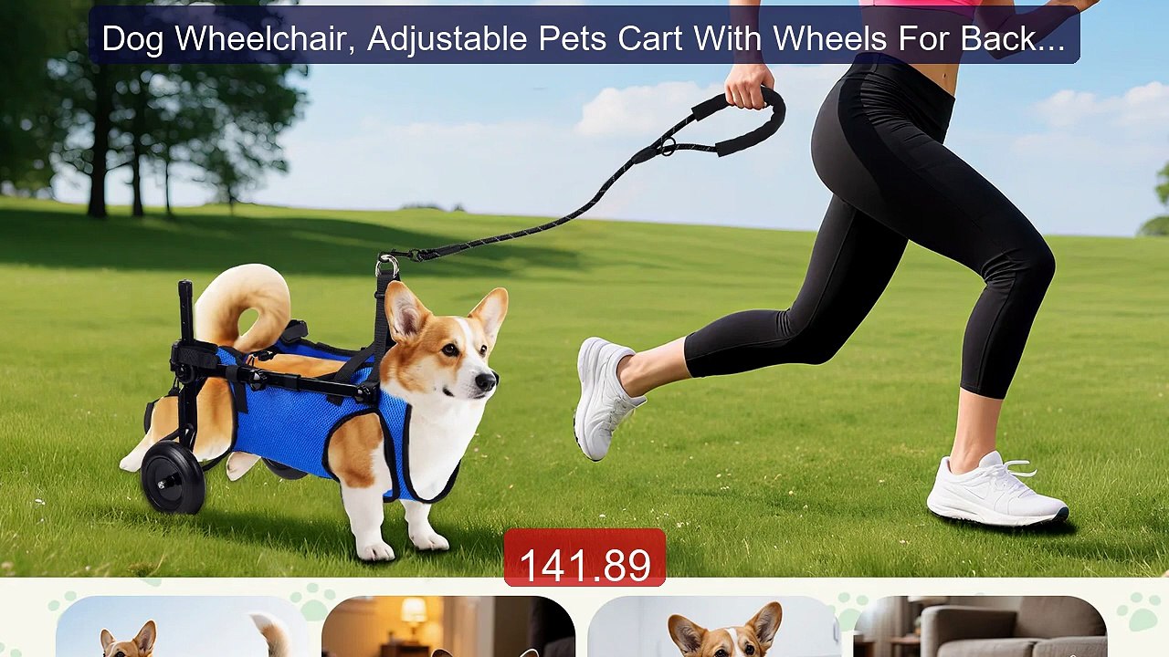 Dog Wheelchair, Adjustable Pets Cart With Wheel...