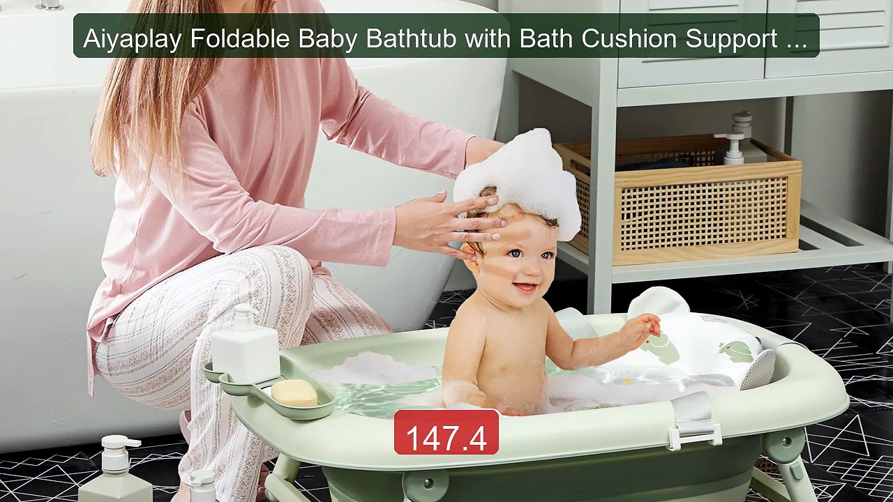 Aiyaplay Foldable Baby Bathtub with Bath Cushion Support with Butto... -- Top Rated 2026 | Buy Now!