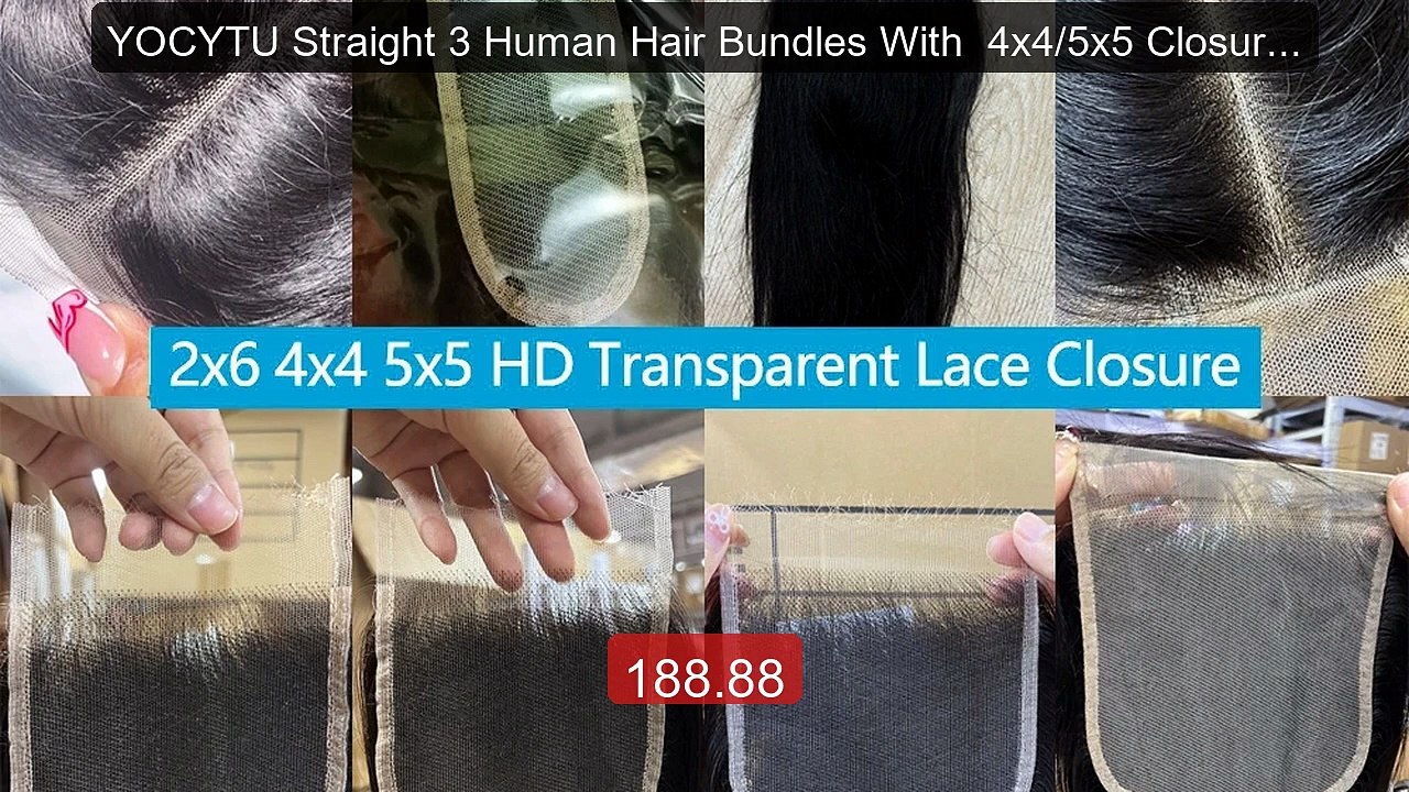 YOCYTU Straight 3 Human Hair Bundles With  4x4/5x5 Closure 100% Hu... -- Best Deal 2026 | Shop Now!