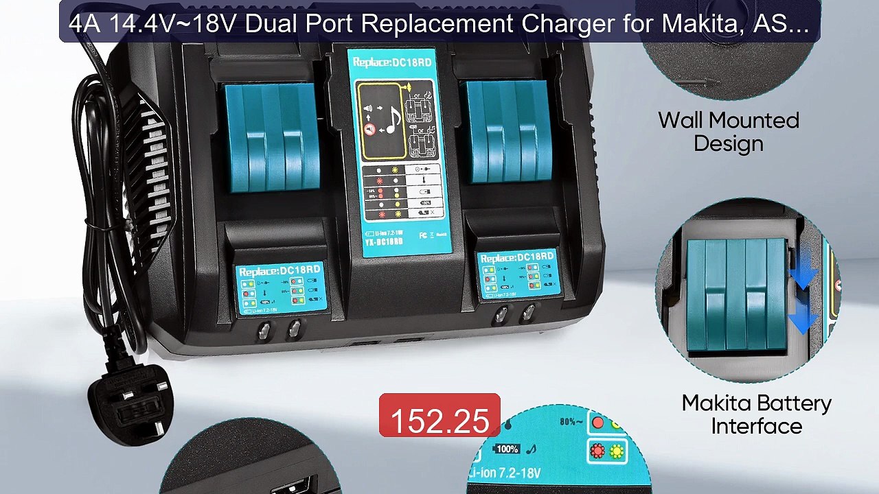 4A 14.4V~18V Dual Port Replacement Charger for Makita, ASUNCE... -- Amazing Value 2026 | Must Have!