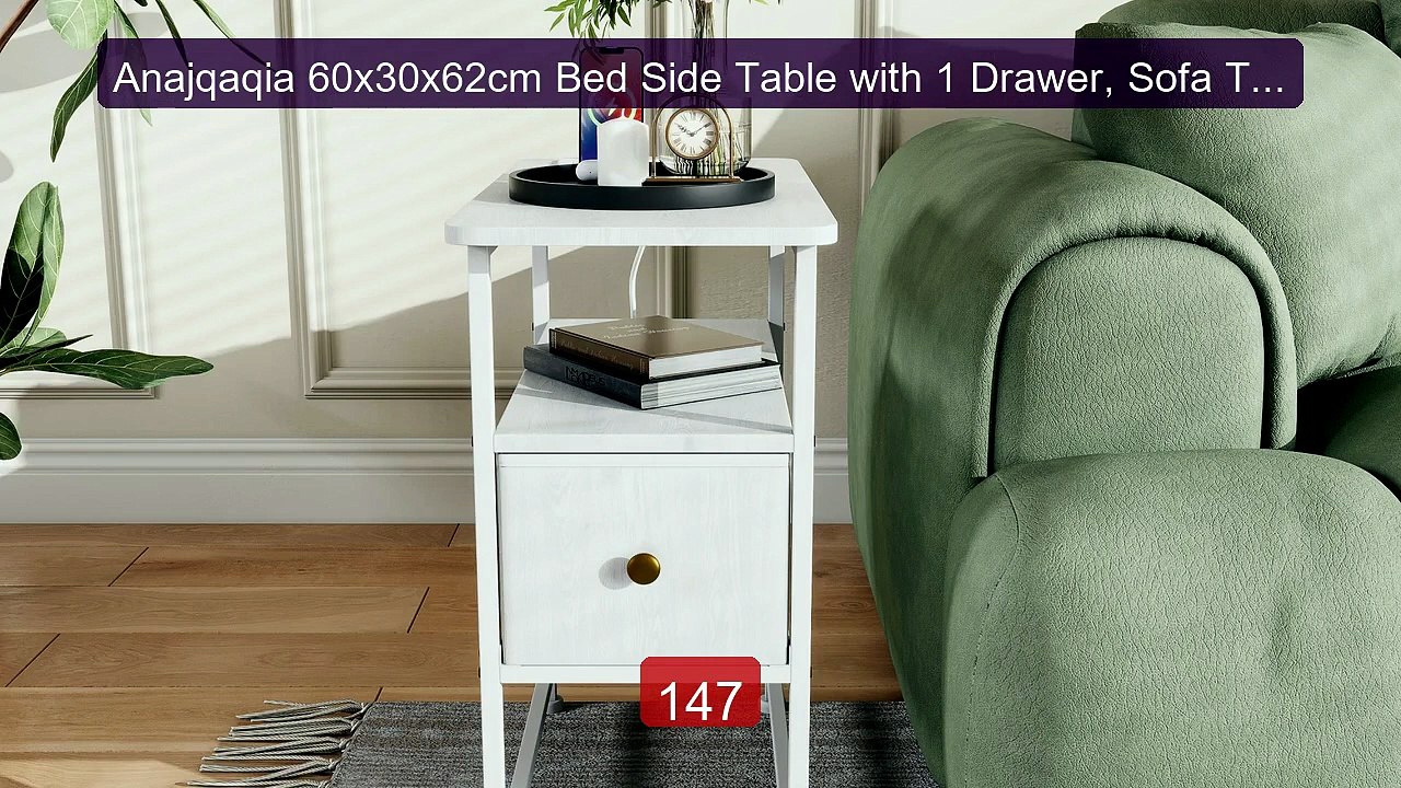 Anajqaqia 60x30x62cm Bed Side Table with 1 Drawer, Sofa Table, Nig... -- Best Deal 2026 | Shop Now!