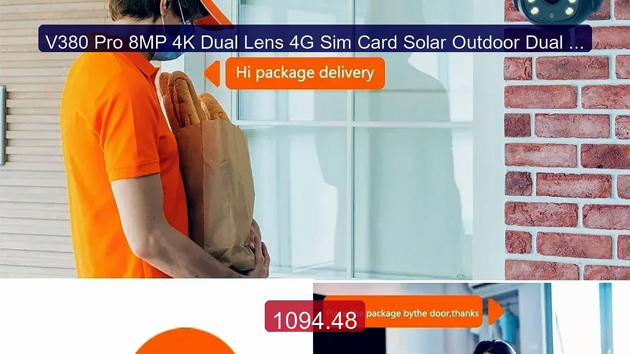 V380 Pro 8MP 4K Dual Lens 4G Sim Card Solar Out...
