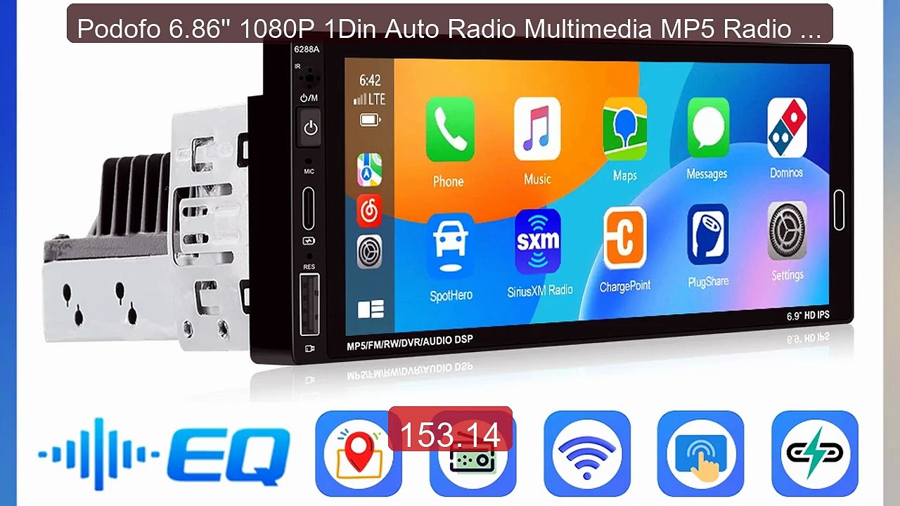 Podofo 6.86'' 1080P 1Din Auto Radio Multimedia MP5 Radio Playe... -- Hot Deal 2026 | Limited Offer!