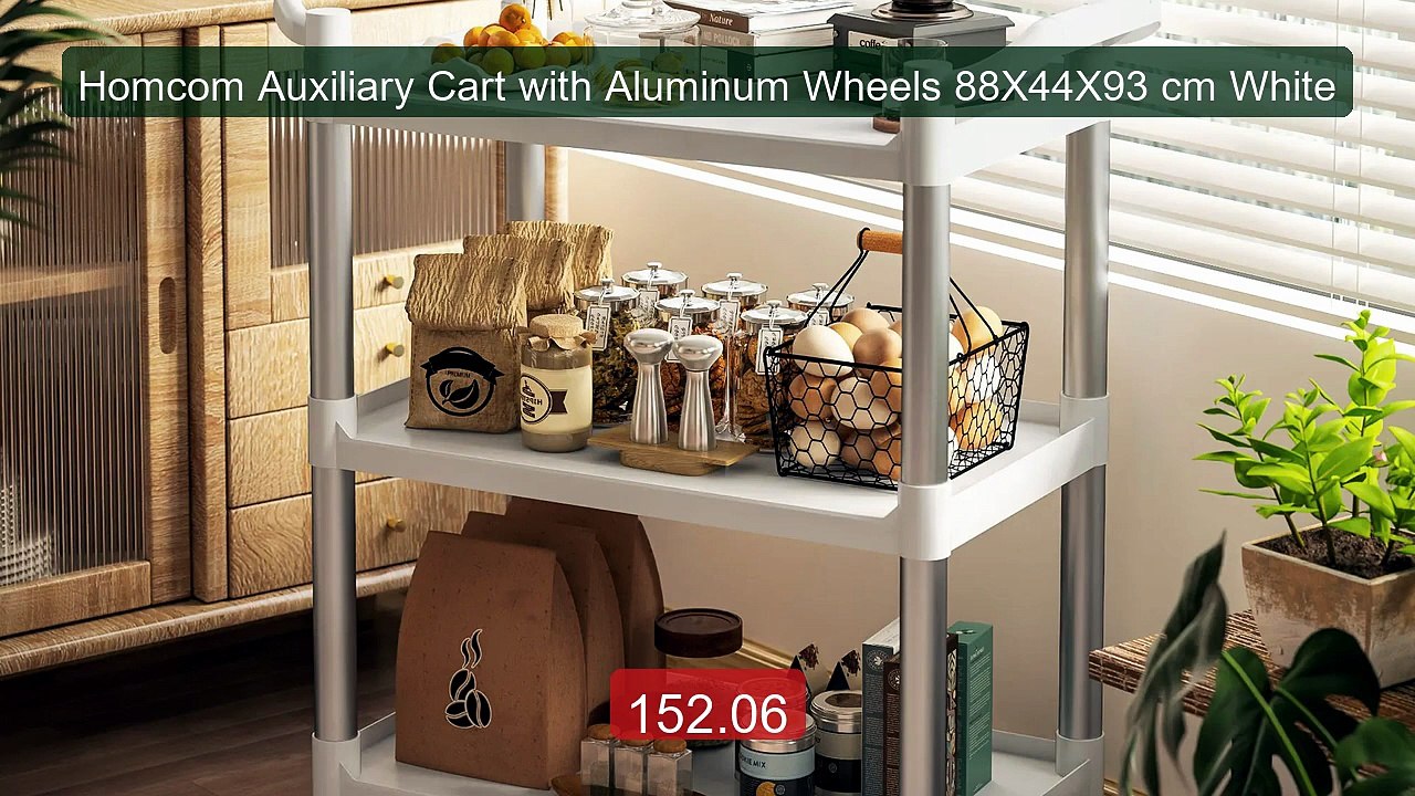 Homcom Auxiliary Cart with Aluminum Wheels 88X44X93 cm White -- Top Pick 2026 | Unbeatable Price!