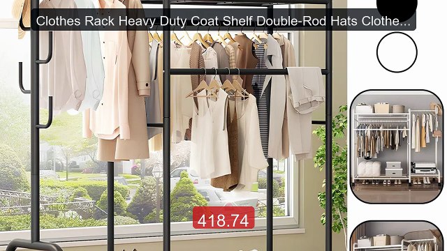 Clothes Rack Heavy Duty Coat Shelf Double-Rod Hats Clothes Ra... Amazing Value 2026 | Must Have!