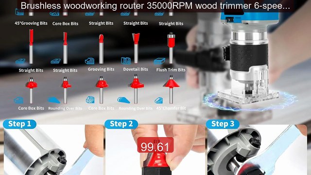 Brushless woodworking router 35000RPM wood trimmer 6-speed electric... Top Rated 2026 | Buy Now!