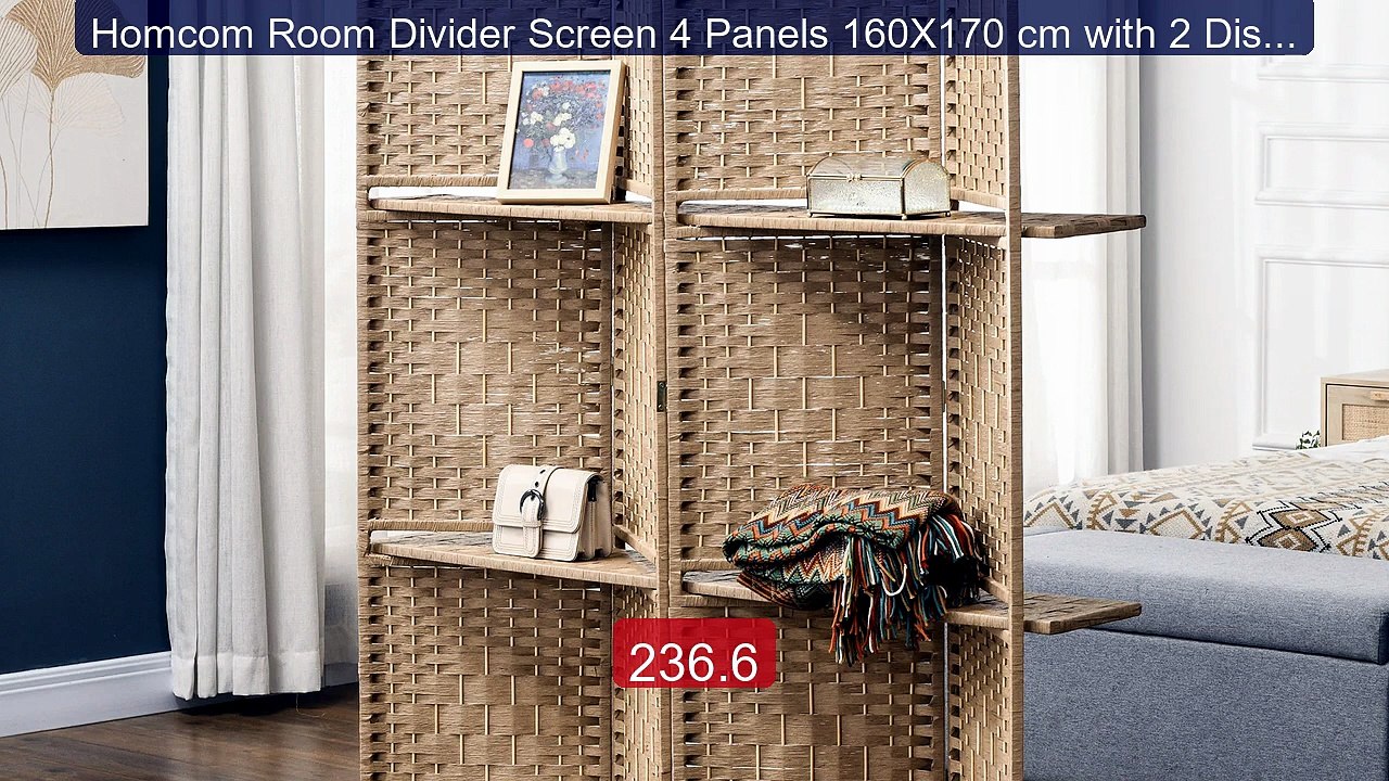 Homcom Room Divider Screen 4 Panels 160X170 cm with 2 Display Shel... -- Best Deal 2026 | Shop Now!