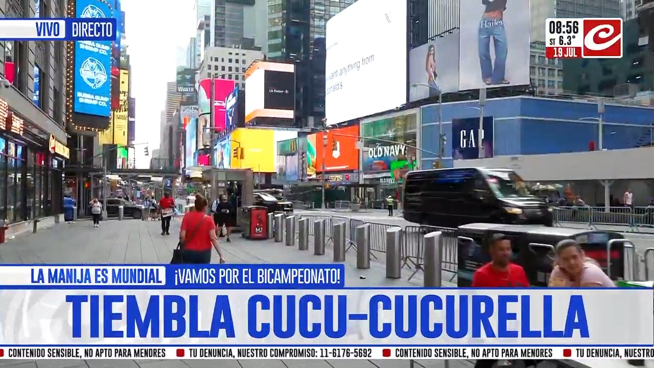 Acá quedó Time Square después del banderazo argentino